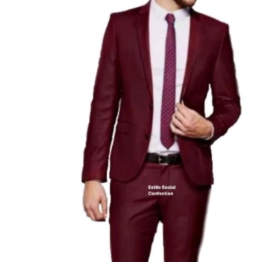 Terno Masculino Vinho Bordo Slim Fit Promoção