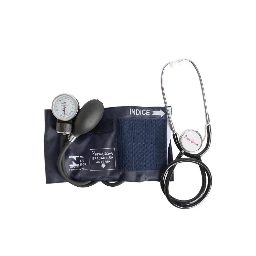 Esfigmomanômetro Aneróide Com Estetoscópio Premium Adulto cor azul
