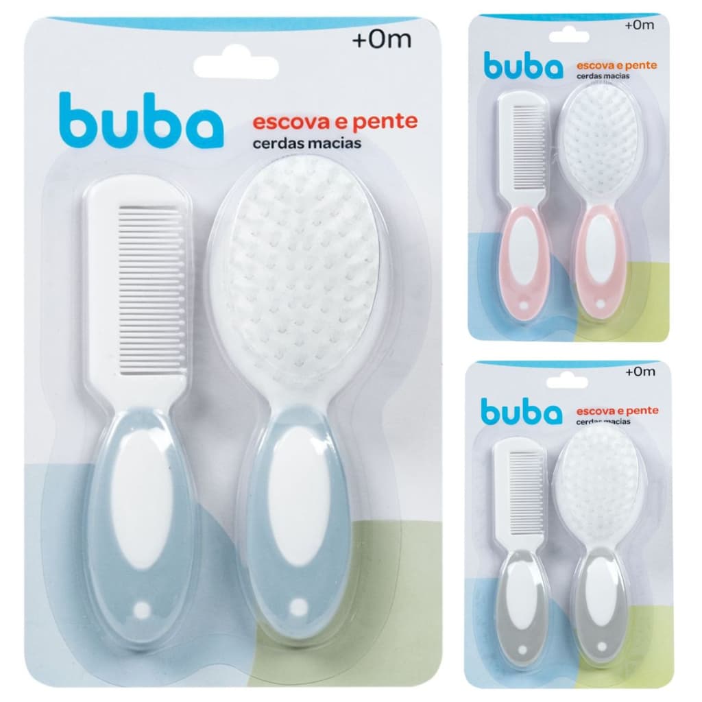 Escova E Pente Cerdas Macias Rosa - Buba