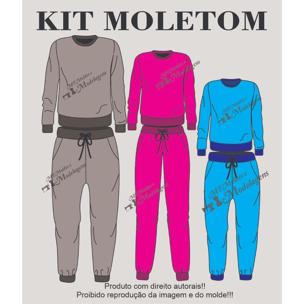 Kit Moldes Moletom Masculino E Feminino + Infantil Unissex CÓS, BOLSOS, PUNHOS, GOLA....