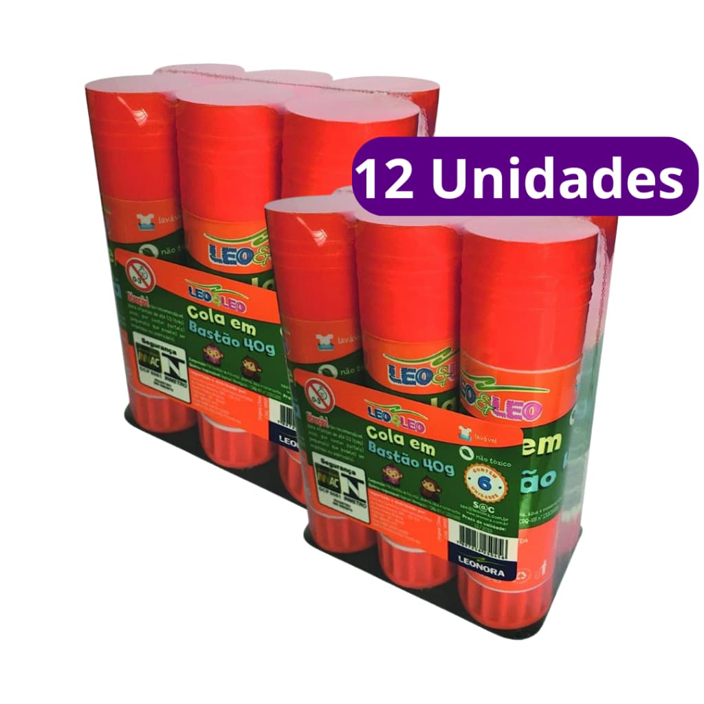 Cola Bastão 40g Leo Leo-Kit 12 Unidades