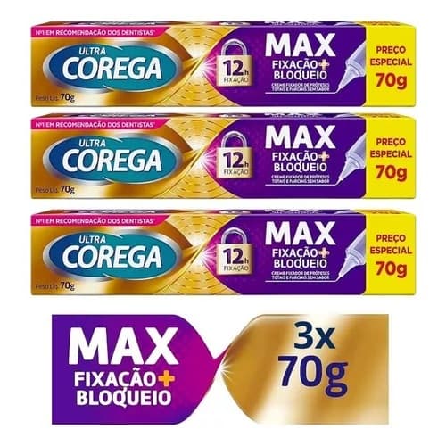 Kit 3 Corega  Sem Sabor Fixador de dentadura 70g
