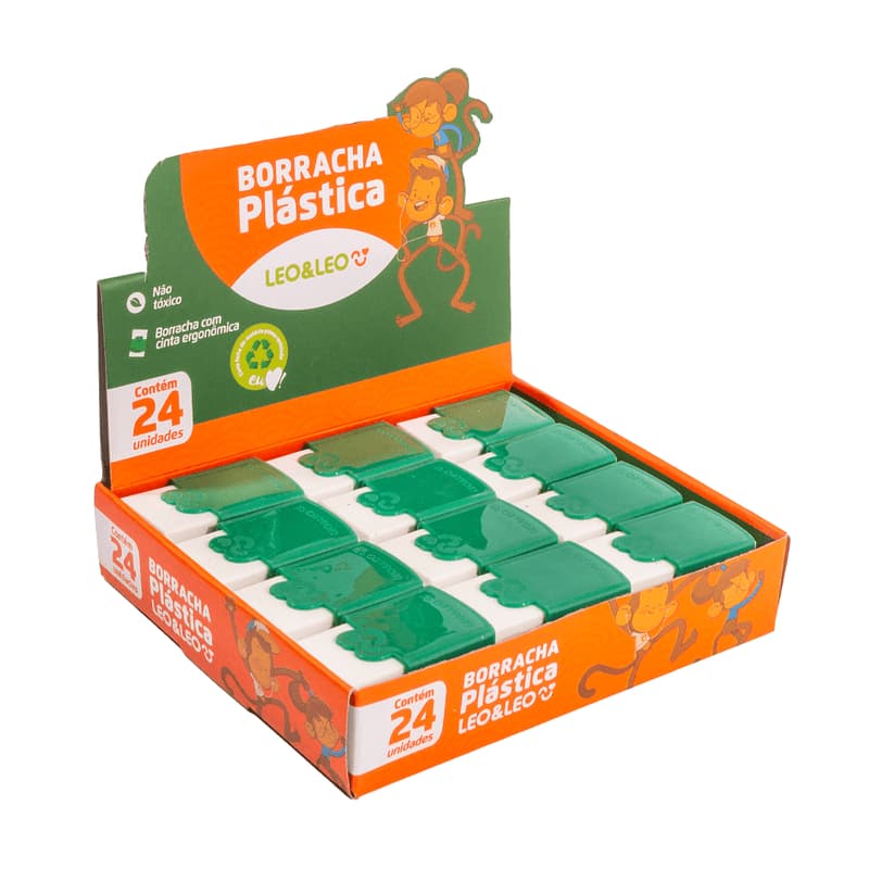 Borracha Plástica Branca com Capa Leo e Leo Caixa c/ 24 Unidades - Leonora