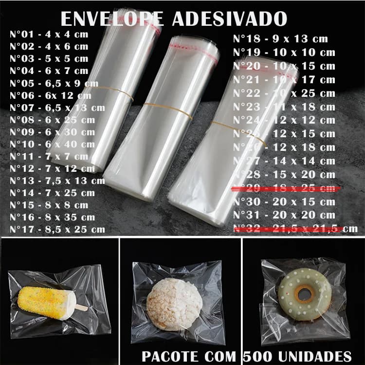 Saco Adesivado Transparente C/ Aba Adesiva Abre e Fecha - 500 Unid.