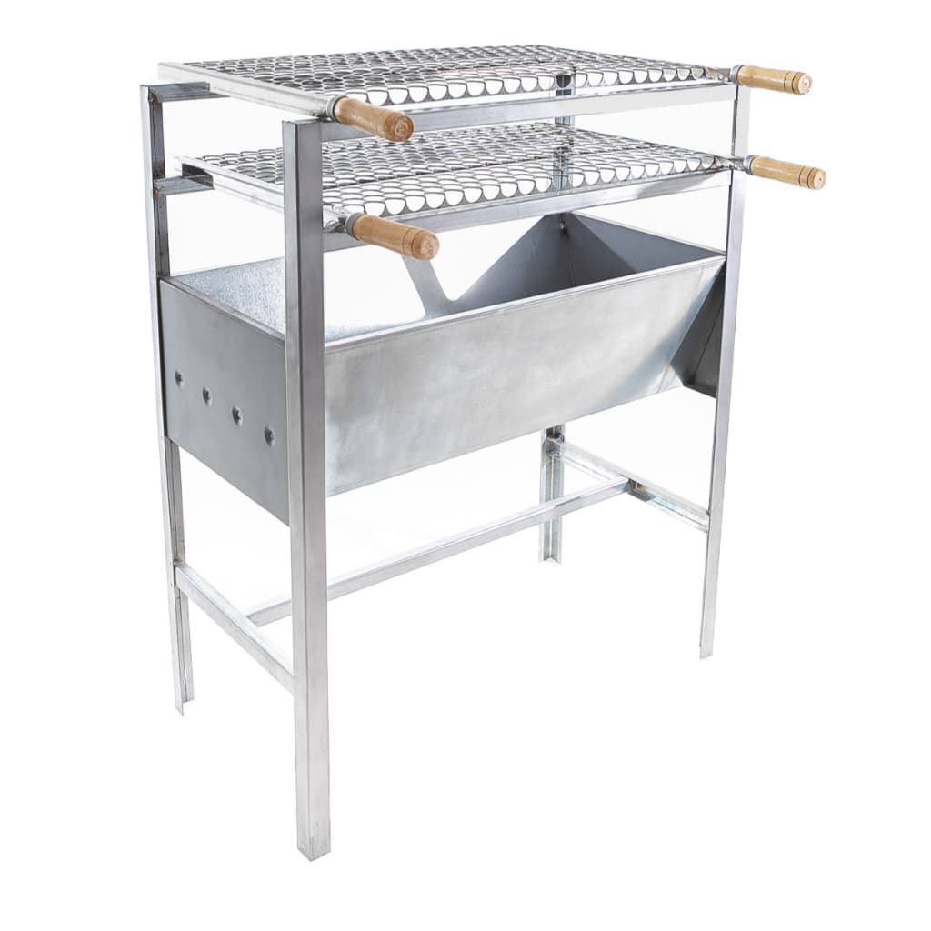 Churrasqueira Portátil em Aço Grande Robusta Modelo com 2 Grelhas Inox 60x33x75cm
