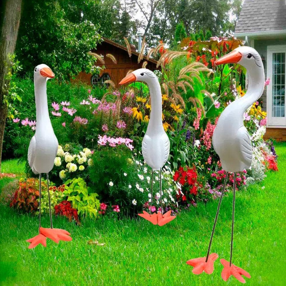 Decoração de Jardim Trio de Garça Realista
