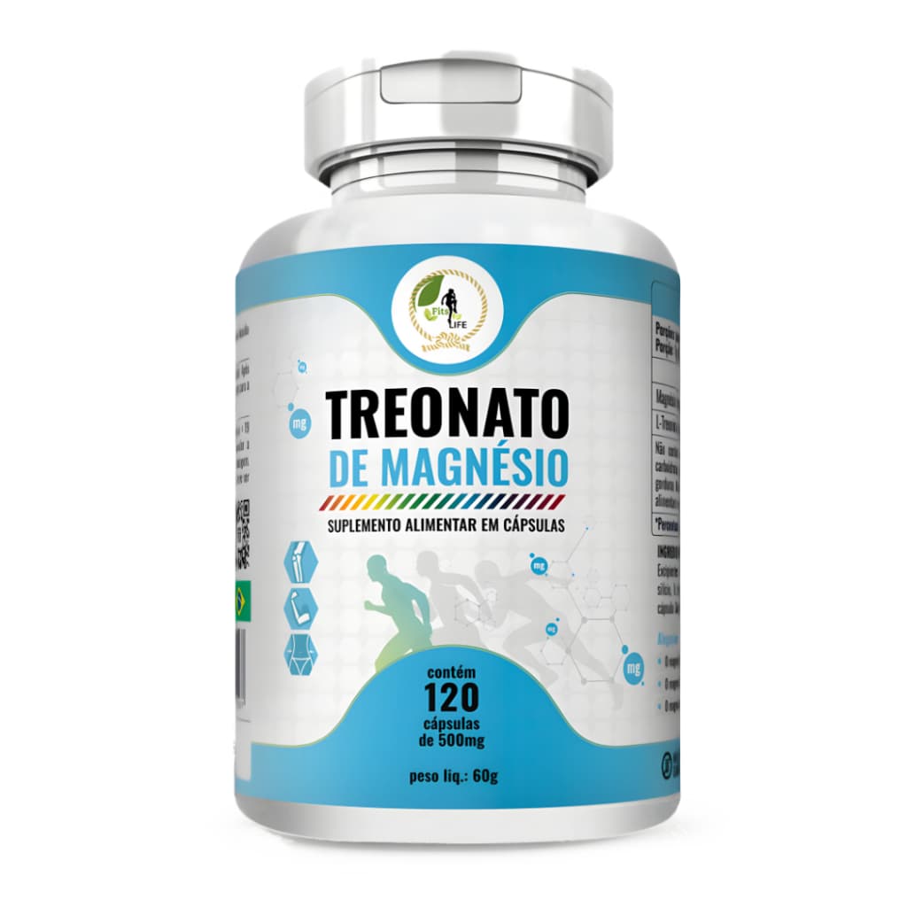 Magnésio L Treonato Puro 120 Capsulas 500mg - Fits Life *