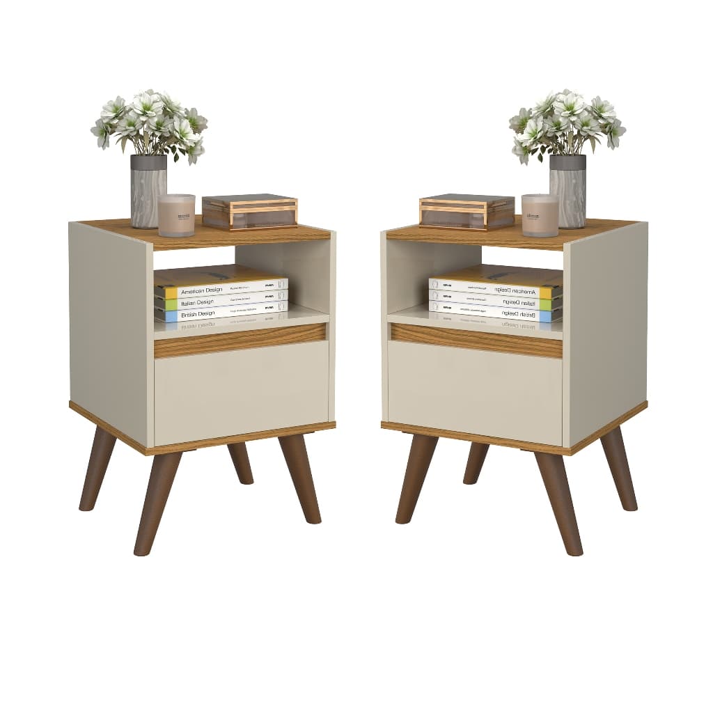 QUEIMA DE ESTOQUE PROMOÇÃO! Kit Mesa De Cabeceira Para Quarto Pés Retro 1 Gaveta - Várias Cores