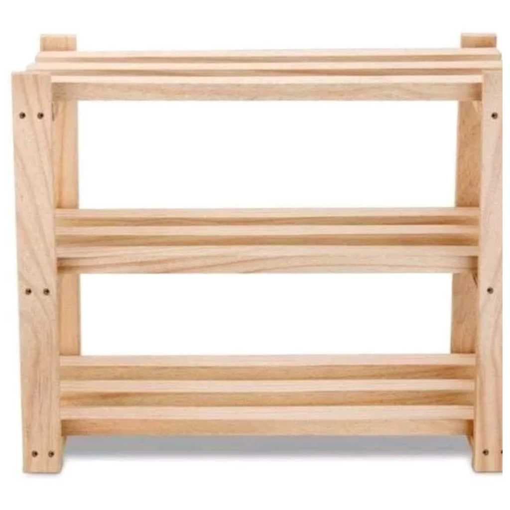 Kit 2 Sapateira Banco para Hall de Entrada em Madeira de Pinus com 2 Prateleiras