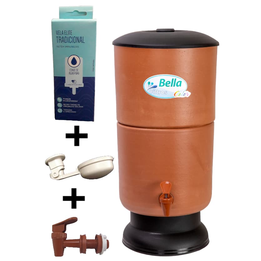 FILTRO DE BARRO 08 LITROS TOTAL - COR PRETA - LANÇAMENTO - LINHA COLOR -  01 FILTRO POR PEDIDO