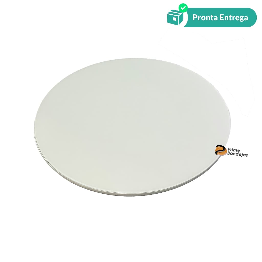 Prato Giratório Off White para Mesa Luxo 60cm Com Vidro Sobrepor