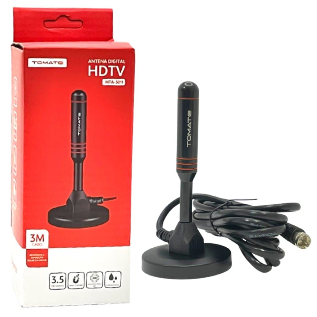 Antena Digital Hd 3.5dbi Interna Externa C/ Imã 3m Tomate Mta-3011
