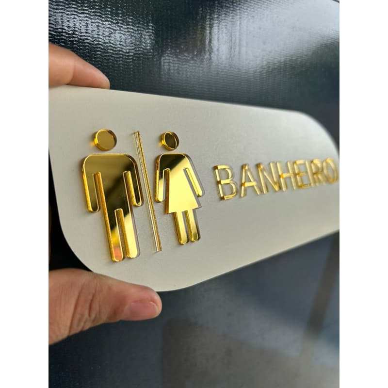 Placa sinalização banheiro Mdf acrílico