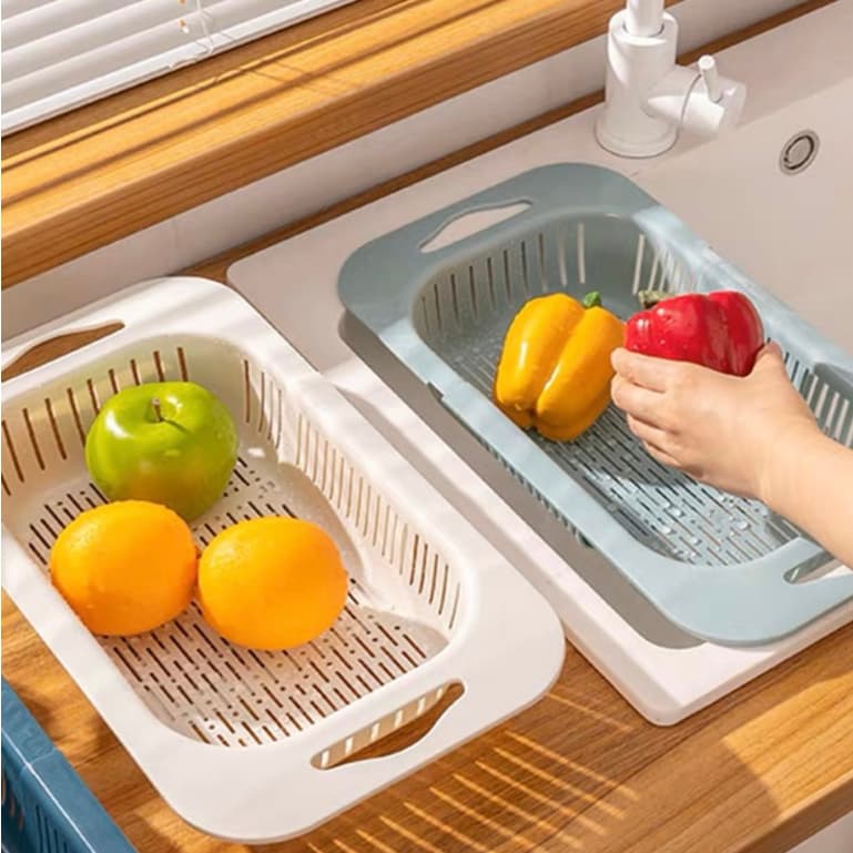 kit Escorredor De Pia Plástic Ajustável Multiuso Alças Retráteis/TRC8759