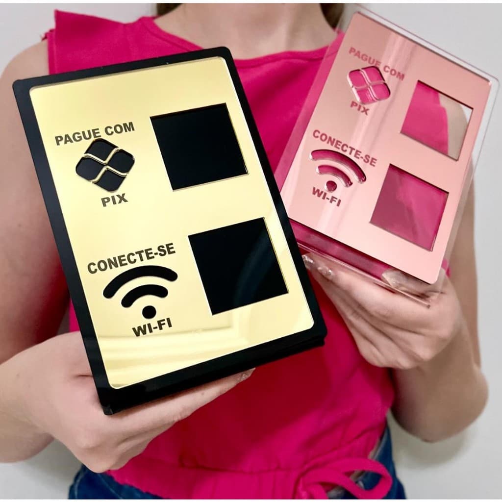 Placa Pix e Wifi Display Mesa Balcão PIX - Wi-fi