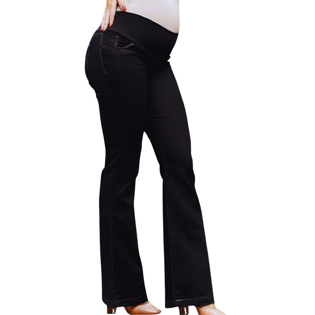 Calça Jeans Black Grávida Gestante Flare Acetinados