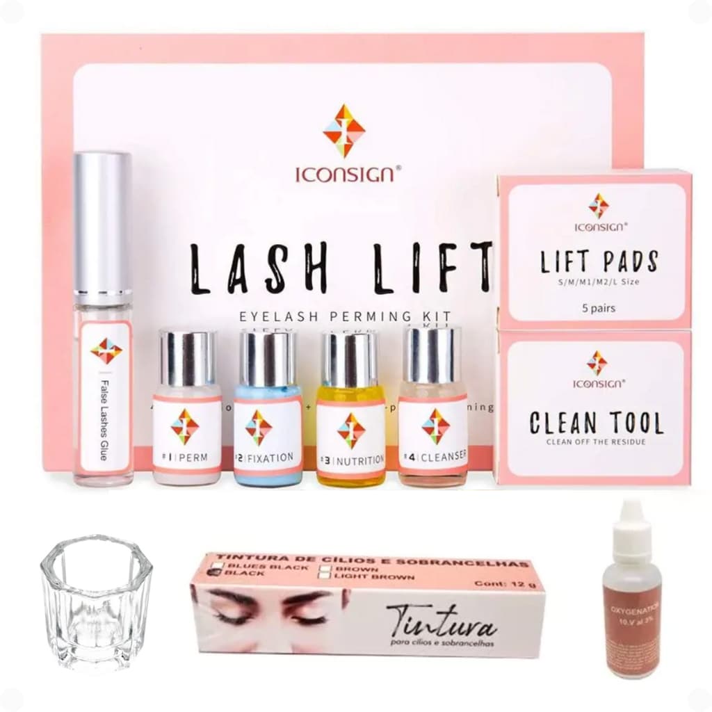 Kit Lash Lifting Iconsign Original + Tintura e Oxidante + Brinde 1 Dappen - Permanente de Cilios