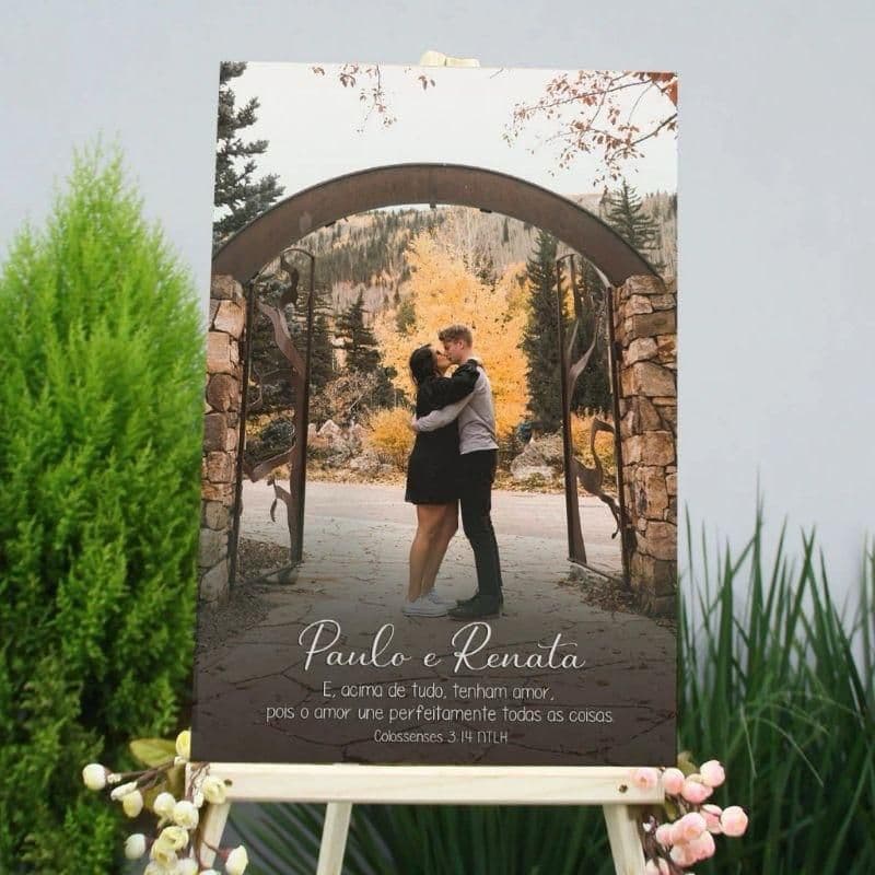 Placa Decorativa Para Casamento Personalizada Com Foto Frase Nome
