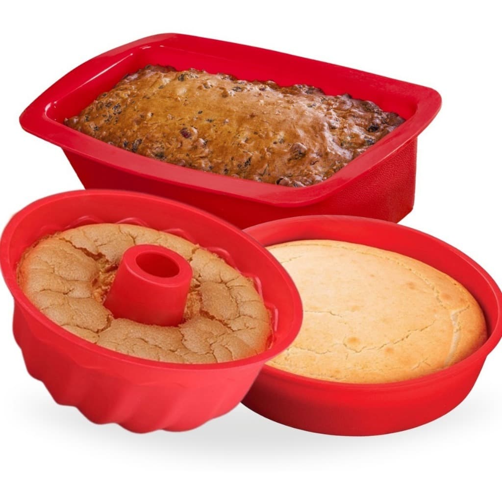 Kit 3 Forma Silicone Air Fryer Freezer Microondas Assadeira para Bolo Pães e Doces