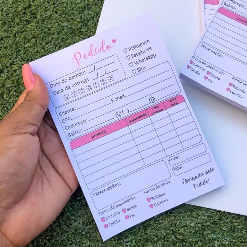 Bloco de Pedidos Talão 10x15cm Organização de Pedido Empresa