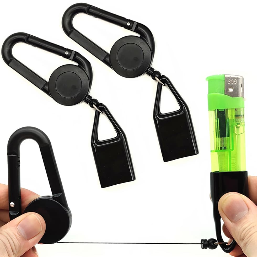 Chaveiro Mosquetão Retrátil Porta Isqueiro Anti Rato Compatível Isqueiro Bic Isqueiro BIC Clipper