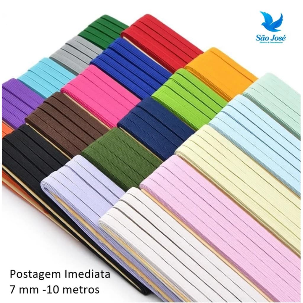 Elástico Chato São José Colombe N°12 7mm Colorido c/10M