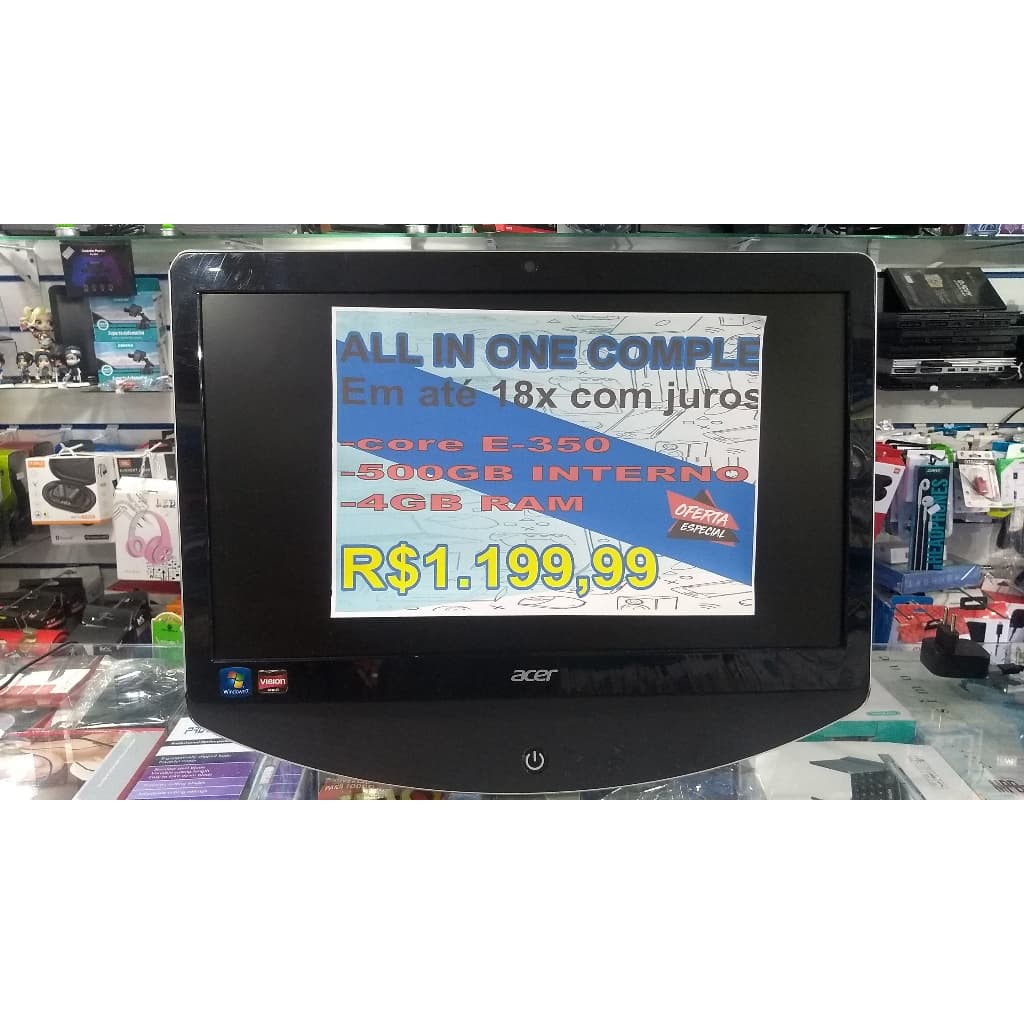 all in one tudo em 1 pc com monitor embutido core e 50gb hd 4gb ram