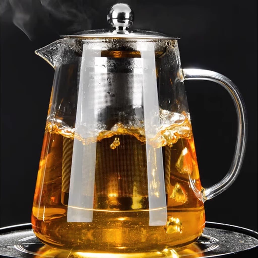Chaleira de Vidro C/ Infusor 950ml  Pode ir ao Fogo Redondo e Quadrado