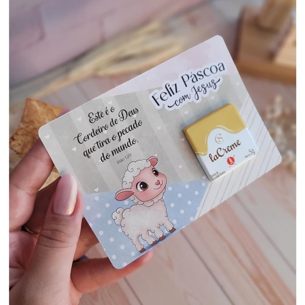Cartões de Páscoa Lembrancinha Cristã Jesus Mimo Ovelha