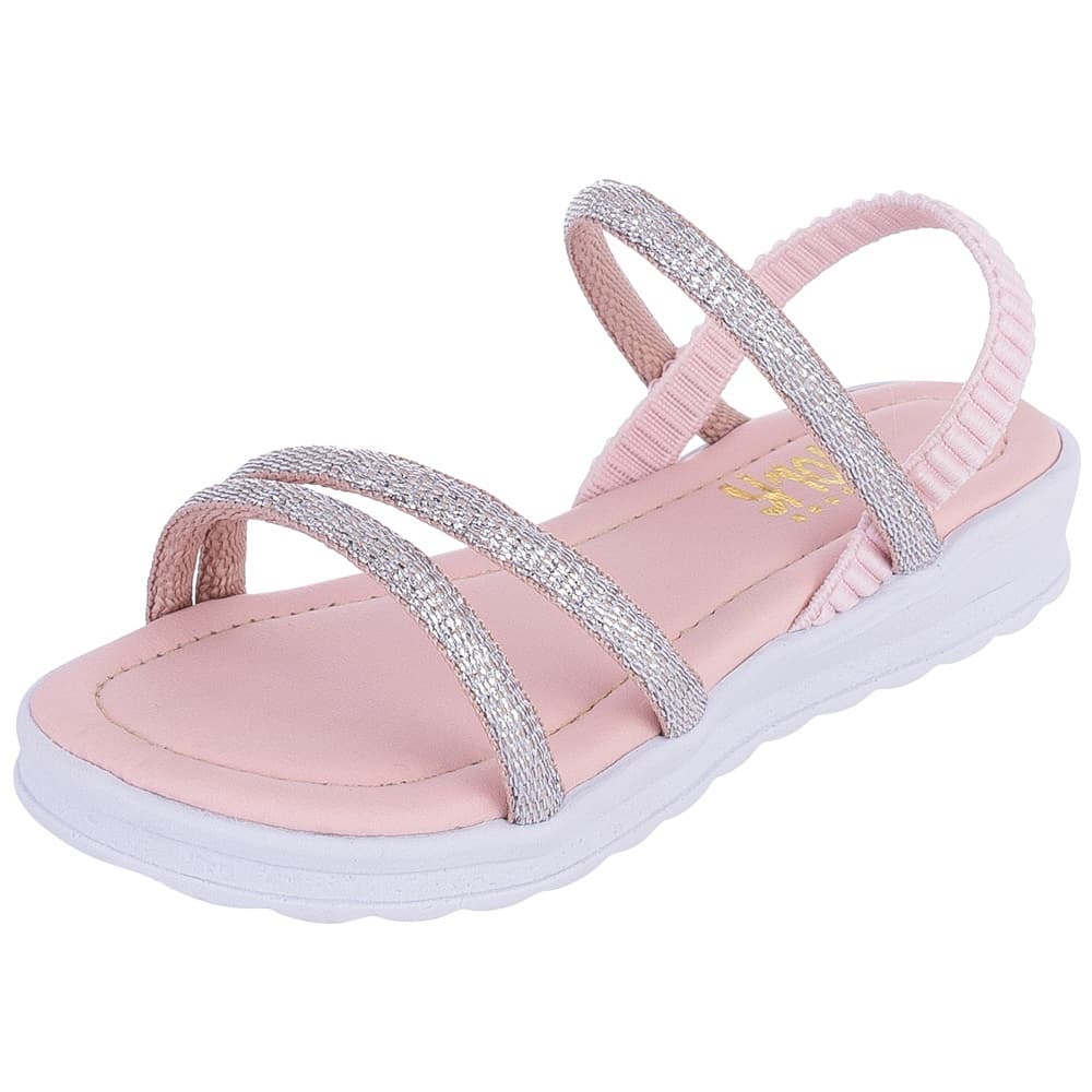 Sandália Infantil Menina Feminina Casual Preto Rosa Branco 20 ao 36 Brilho Confortável
