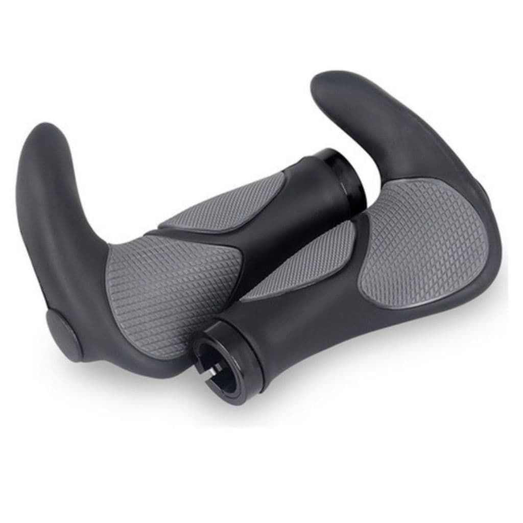 Manopla Ergonômica com Trava e Bar End Preta e Cinza MTB Speed Conforto e Segurança