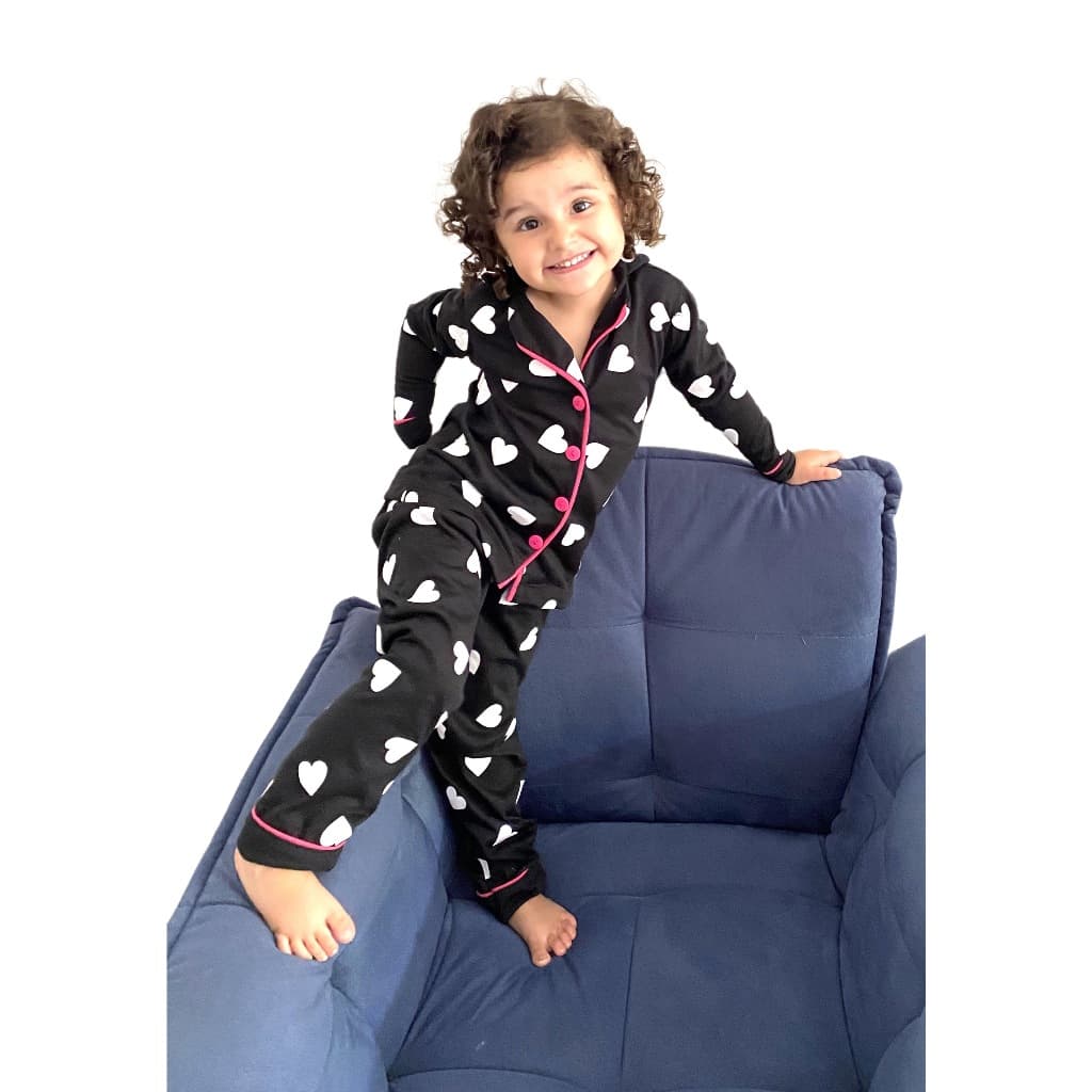Pijama Infantil De Menina Americano Inverno Criança Blusa e Calça  de Frio  Blogueira De Botão