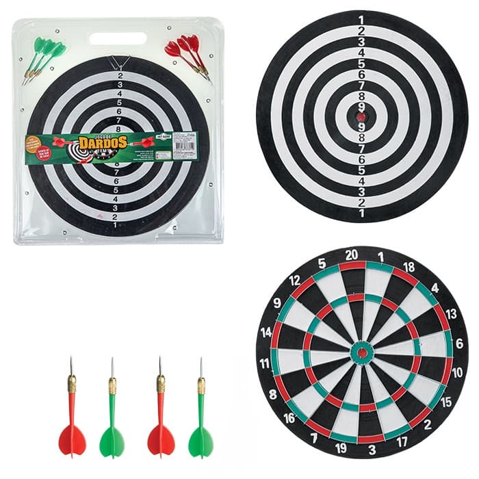 Jogo De Dardos Dupla Face Alvo Duplo 4 Dardos Grande 30 Cm