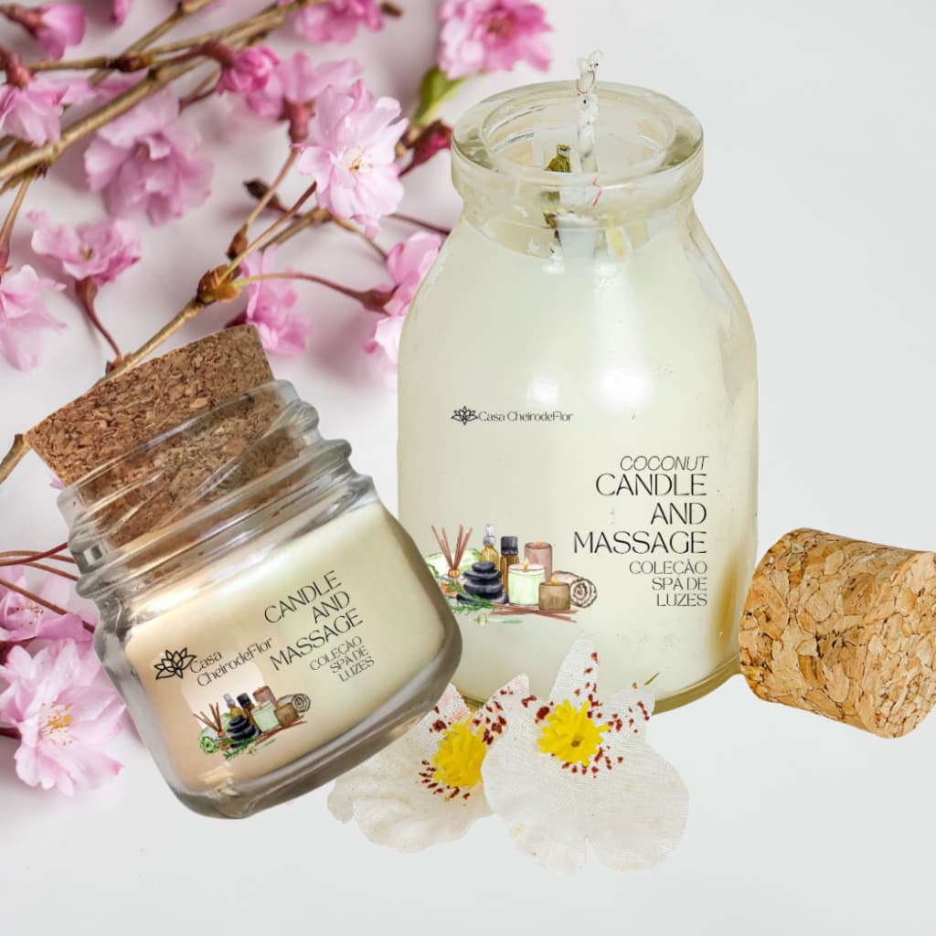 Vela Para Massagem De Cera Vegetal e Ervas Naturais - Coleção Jarro de Leite
