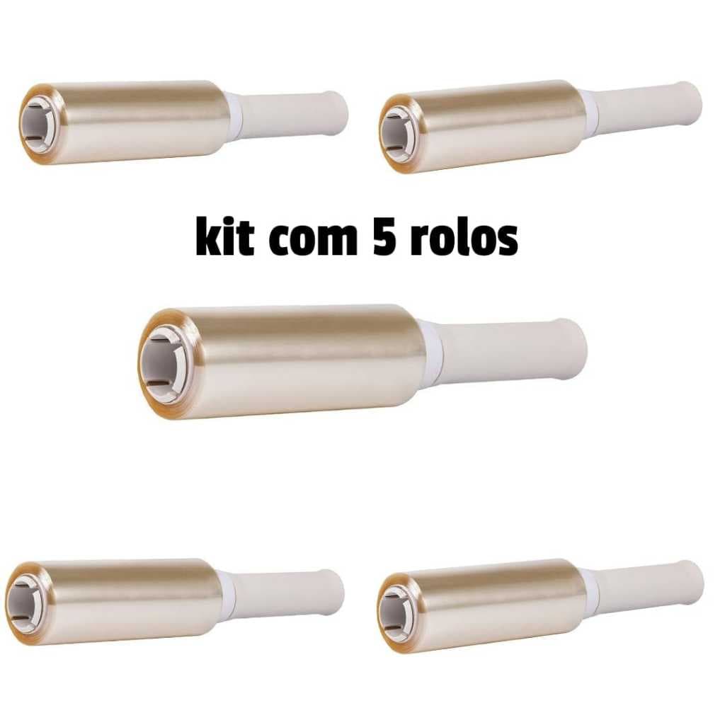 5 Rolo Fácil Plástico Filme Pvc 12cm X 140 metros (700 metros total)