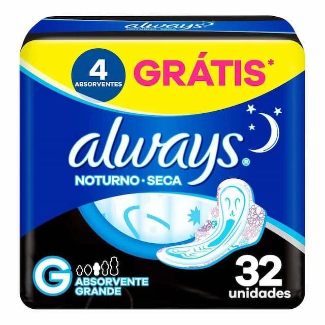 Absorvente Always Noturno Seca G com Abas 32 Unidades