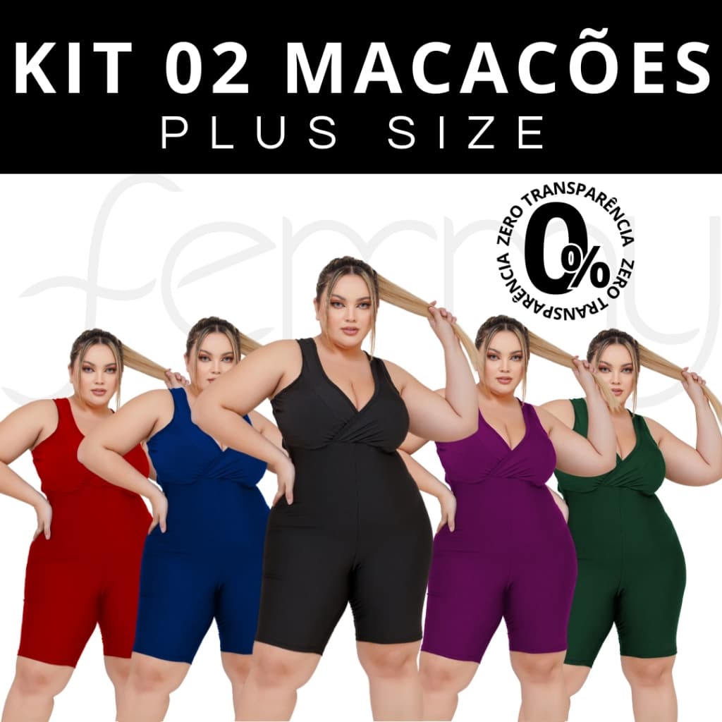 KIT 2 PLUS SIZE Macaquinho Macacão Fitness Academia EXCELENTE QUALIDADE (COM BOJO REMOVIVEL)