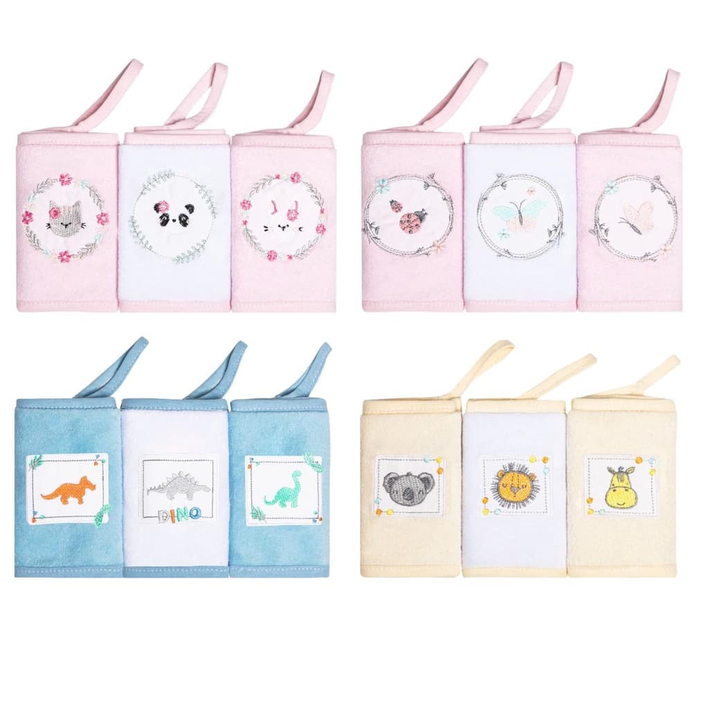 Pano Paninho De Boca Babete Bordado Atoalhado 30x30cm C/ 3 unidades C/Prendedor de Chupeta Karinho