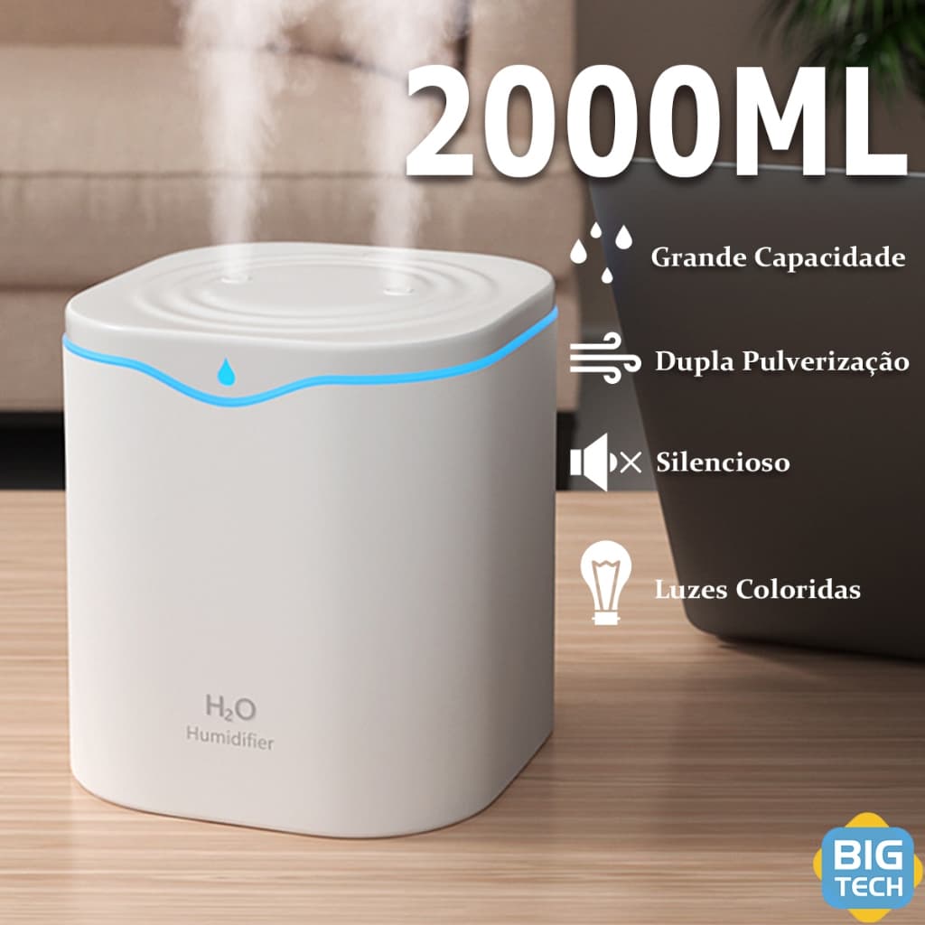Umidificador Grande 2L/600ML Purificador De Ar Grande Aromatizador De Ambiente Elétrico Para Quarto