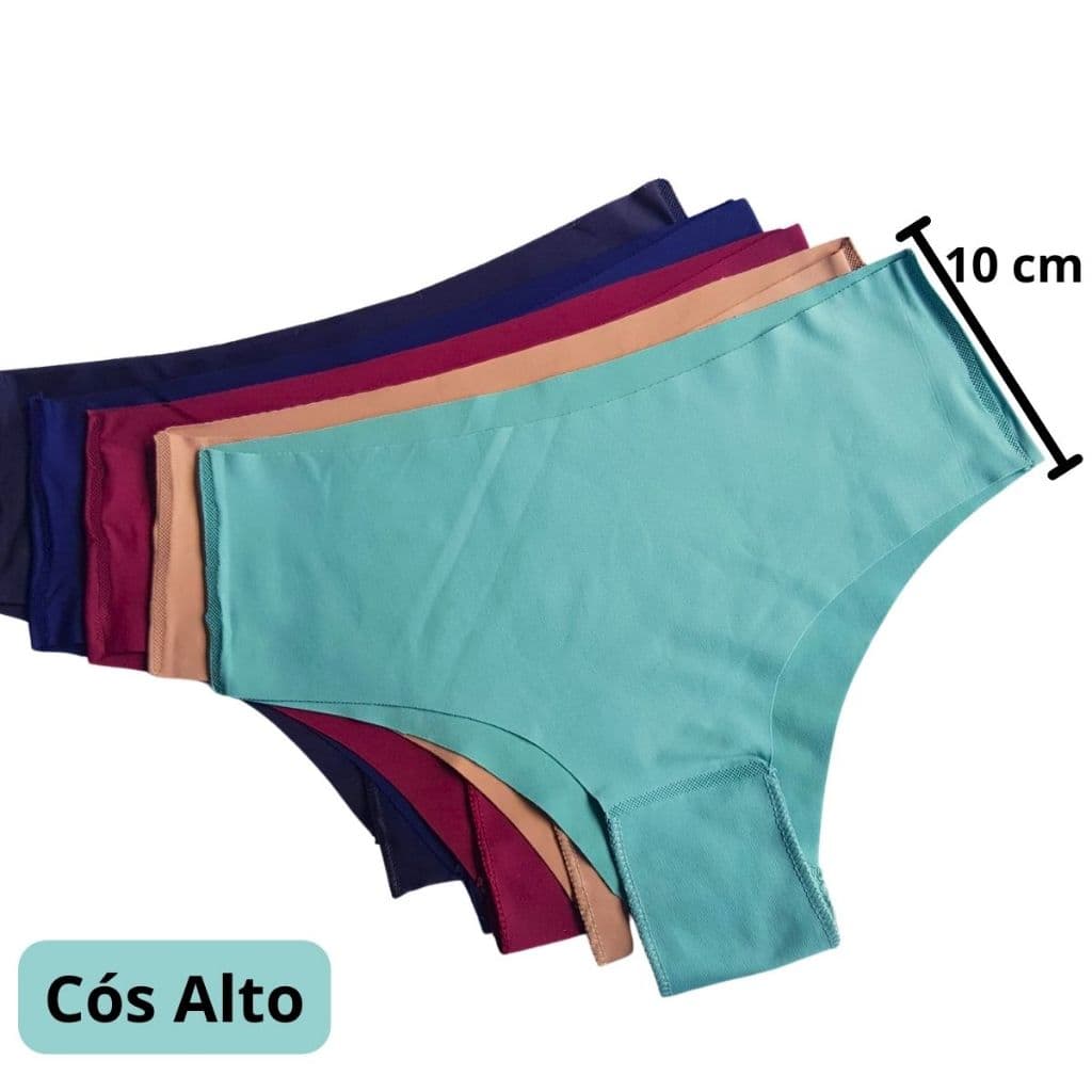 Kit Calcinhas CÓS ALTO Sem Costura Corte A Laser - Cos Mamut