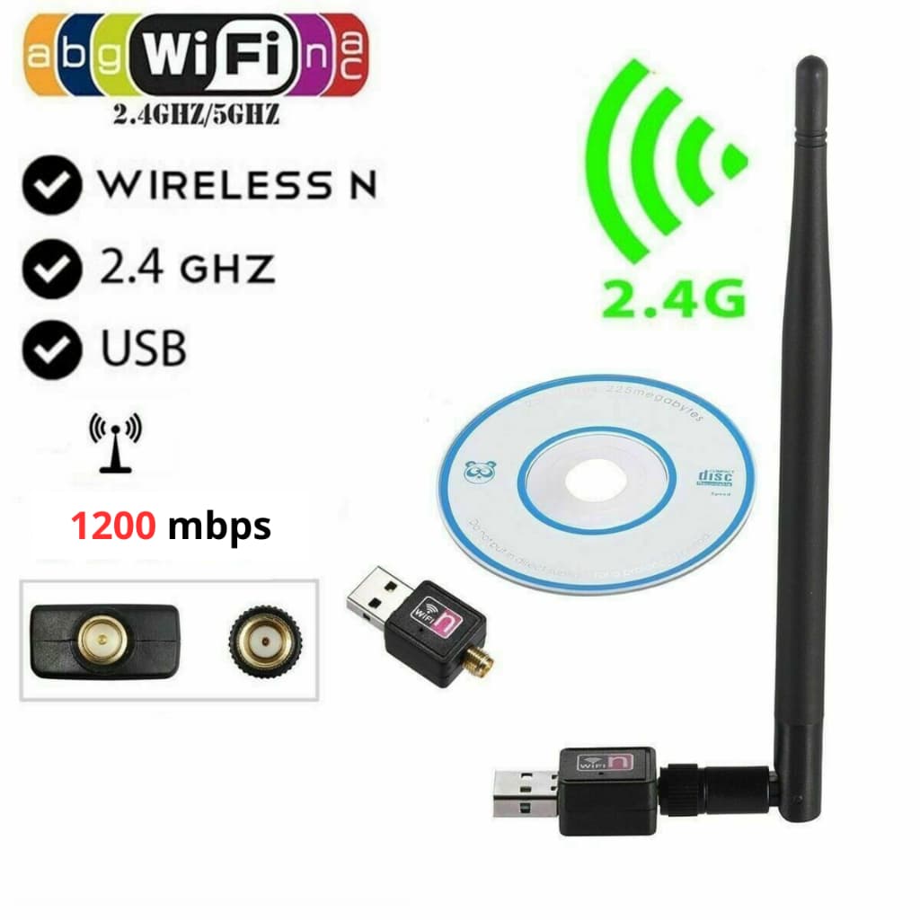 Adaptador Wi-Fi USB de Dupla Banda 1200mbps - Conexão de Alta Velocidade e Estável em 2.4GHz/5GHz