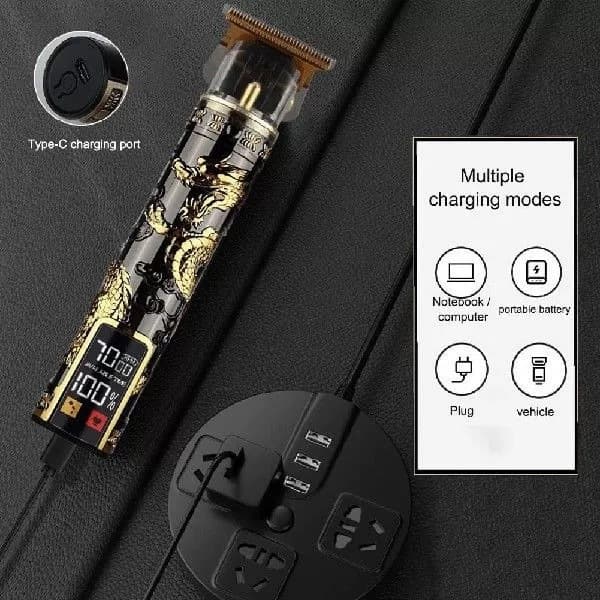 Máquina De Cortar Cabelo Para Barba Masculina Acabamento Profissional Premium Com Led Digital Tela-K5