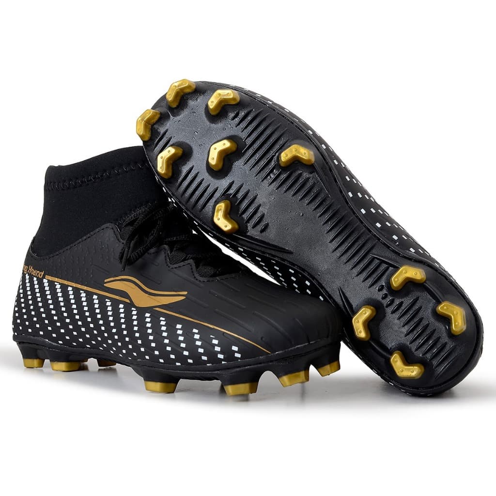 Chuteira Campo Sporting Hound Botinha Cano Alto Futebol de Campo Trava Cravo Colada e Costurada Grama Natural Confortáv