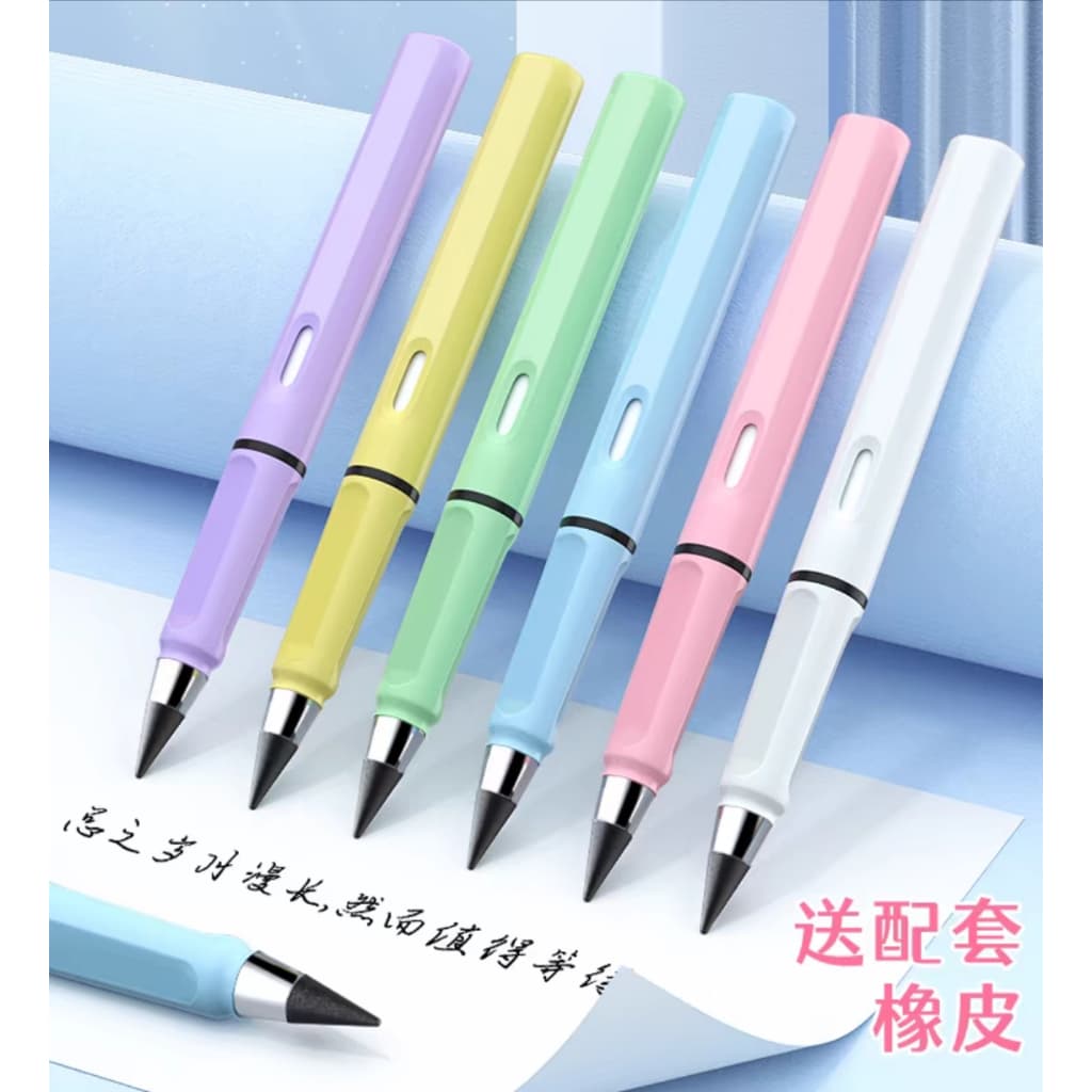 KIT 6  CANETA LÁPIS INFINITO COM BORRACHA