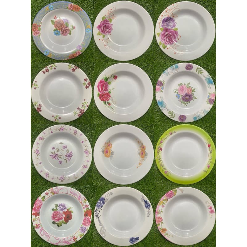 Ref :(P-07-A)Jogo Com 6 unidade Prato  Fundos 23cm Estampados De Melamina