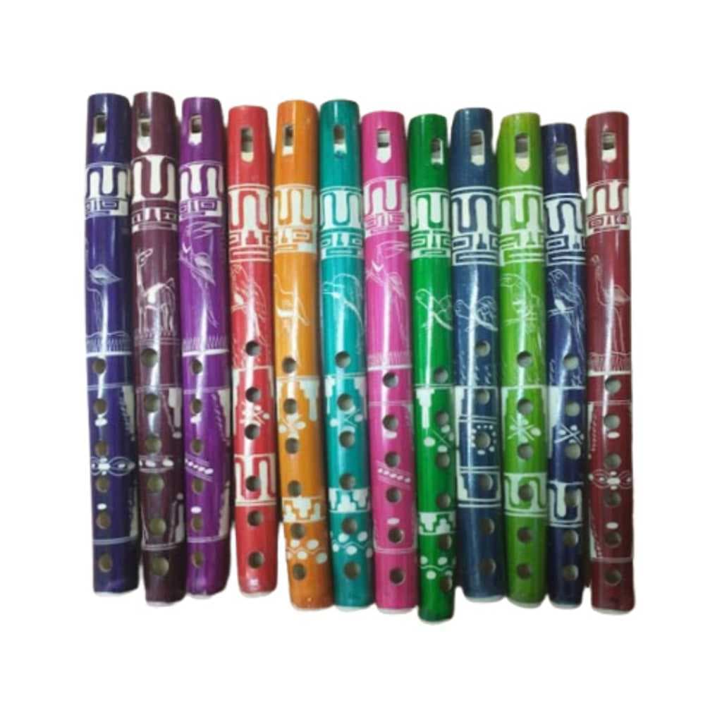 Flauta De Bambu Peruana Colorida Madeira Intrumento de Sobro