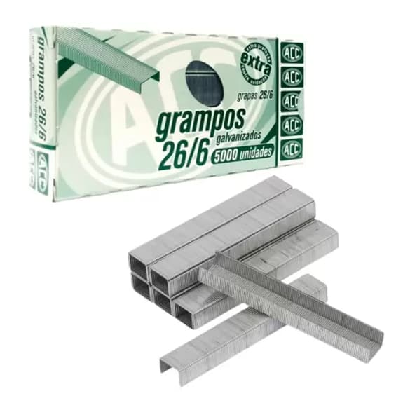 Caixas Grampo ACC Galvanizado 26/6 CX C/5000.