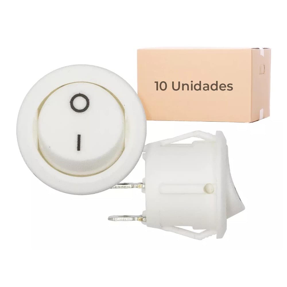 Kit 10 Peças Chave Gangorra Redonda Branca Liga/desliga