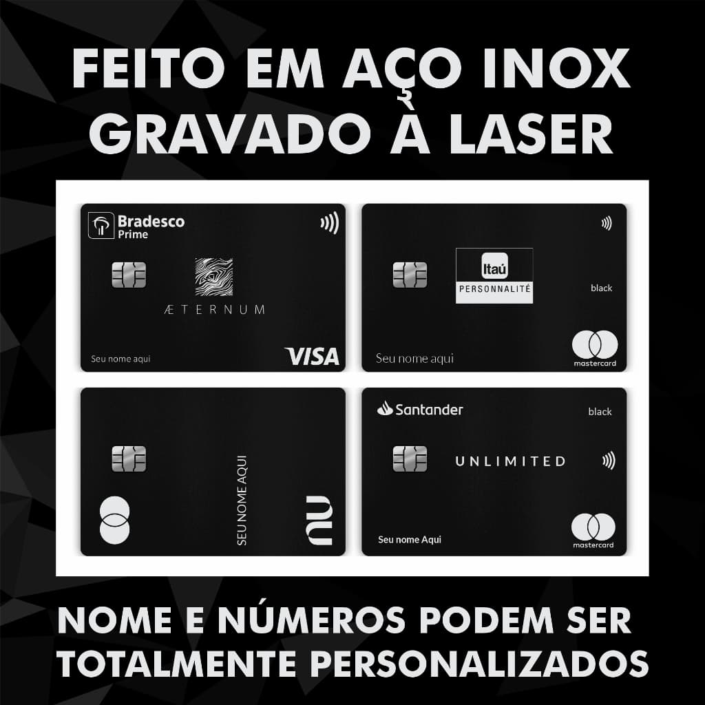 Cartão de Metal modelos BLACK dos Bancos