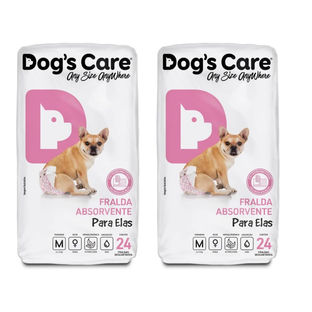 Kit Fralda Higiênica Pet P/ Cães Fêmea Dogs Care Tam M 48 Un